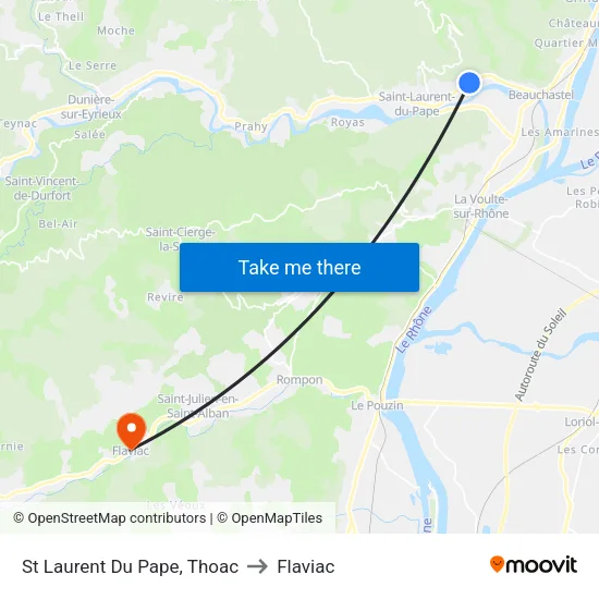 St Laurent Du Pape, Thoac to Flaviac map