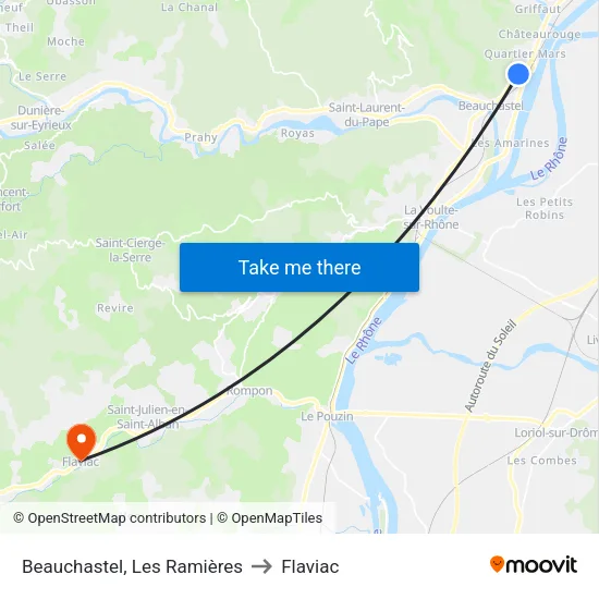 Beauchastel, Les Ramières to Flaviac map