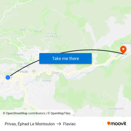 Privas, Éphad Le Montoulon to Flaviac map