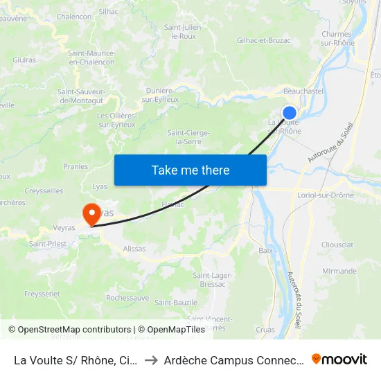 La Voulte S/ Rhône, Cité to Ardèche Campus Connecté map