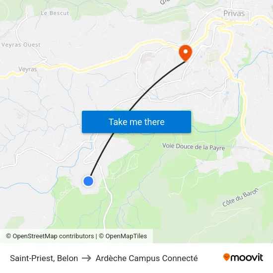 Saint-Priest, Belon to Ardèche Campus Connecté map