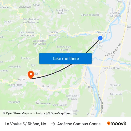 La Voulte S/ Rhône, Nord to Ardèche Campus Connecté map