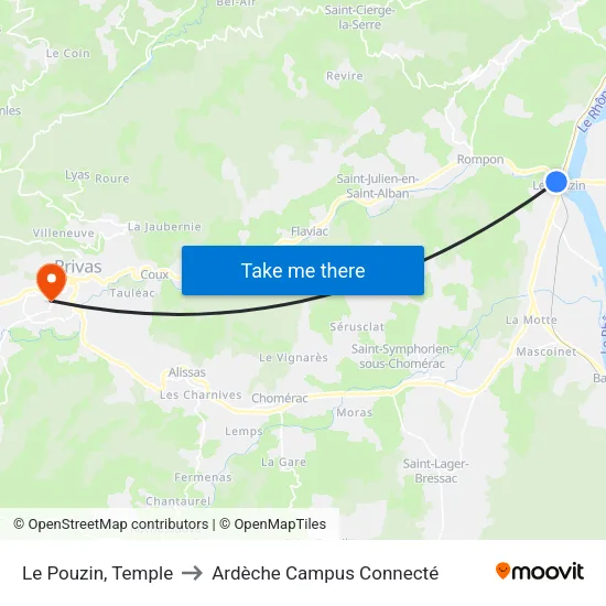 Le Pouzin, Temple to Ardèche Campus Connecté map