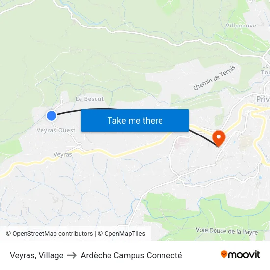 Veyras, Village to Ardèche Campus Connecté map