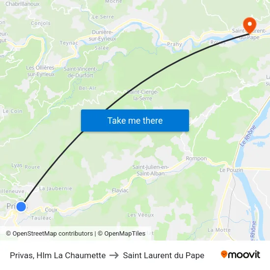Privas, Hlm La Chaumette to Saint Laurent du Pape map