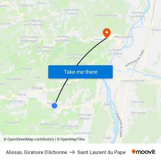Alissas, Giratoire D'Arbonne to Saint Laurent du Pape map
