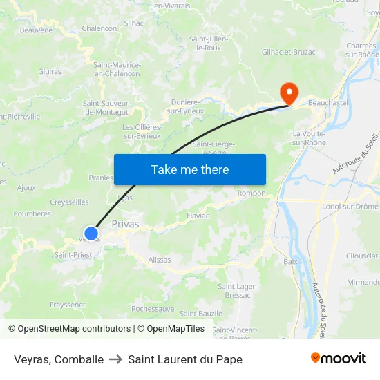 Veyras, Comballe to Saint Laurent du Pape map