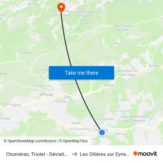 Chomérac, Triolet - Déviation to Les Ollières sur Eyrieux map