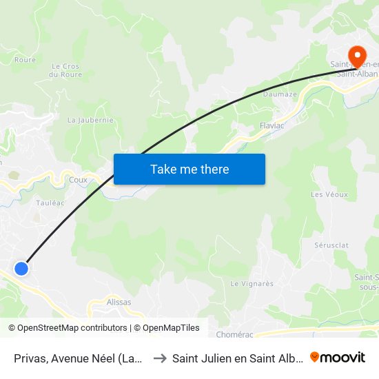 Privas, Avenue Néel (Labo) to Saint Julien en Saint Alban map