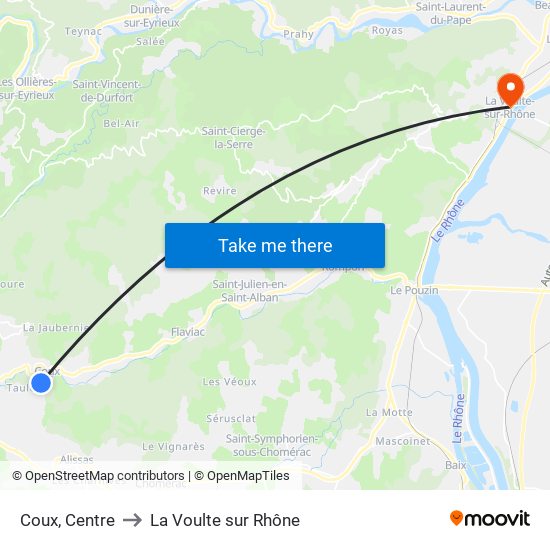 Coux, Centre to La Voulte sur Rhône map