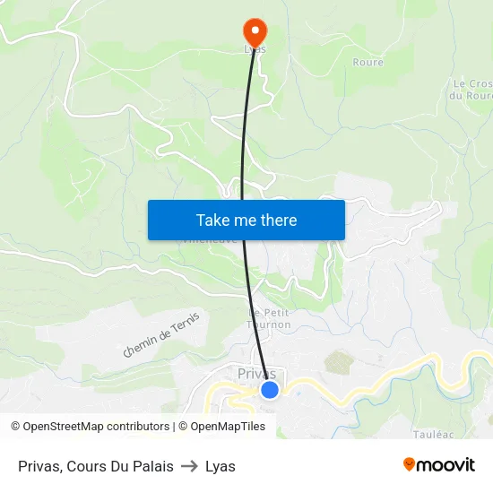 Privas, Cours Du Palais to Lyas map