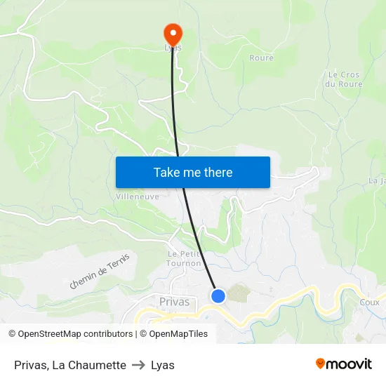 Privas, La Chaumette to Lyas map