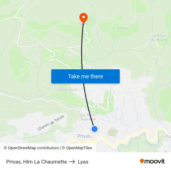 Privas, Hlm La Chaumette to Lyas map