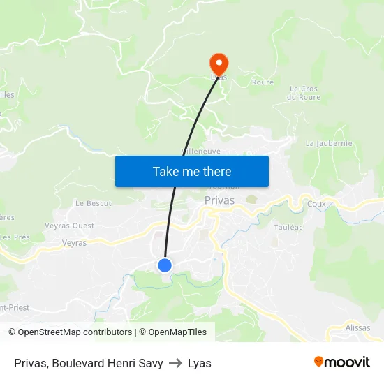 Privas, Boulevard Henri Savy to Lyas map