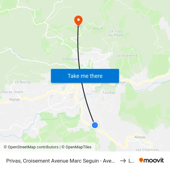 Privas, Croisement Avenue Marc Seguin - Avenue Jean Breton to Lyas map