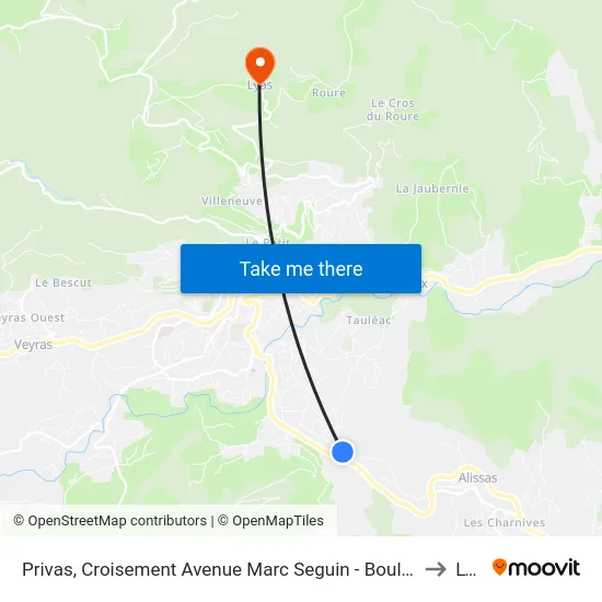 Privas, Croisement Avenue Marc Seguin - Boulevard Du Vivarais to Lyas map