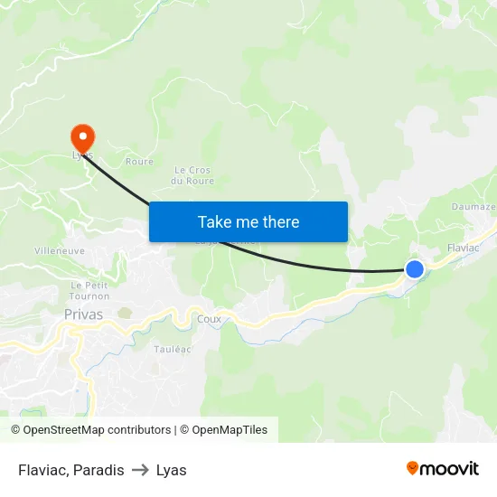 Flaviac, Paradis to Lyas map