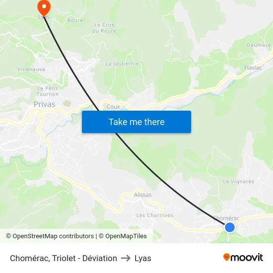 Chomérac, Triolet - Déviation to Lyas map