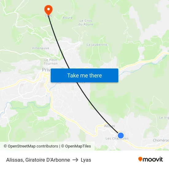 Alissas, Giratoire D'Arbonne to Lyas map