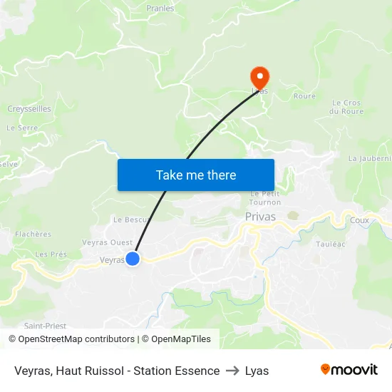 Veyras, Haut Ruissol - Station Essence to Lyas map