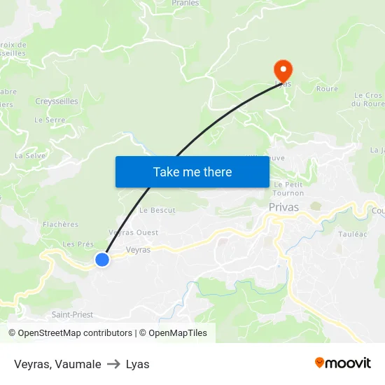 Veyras, Vaumale to Lyas map