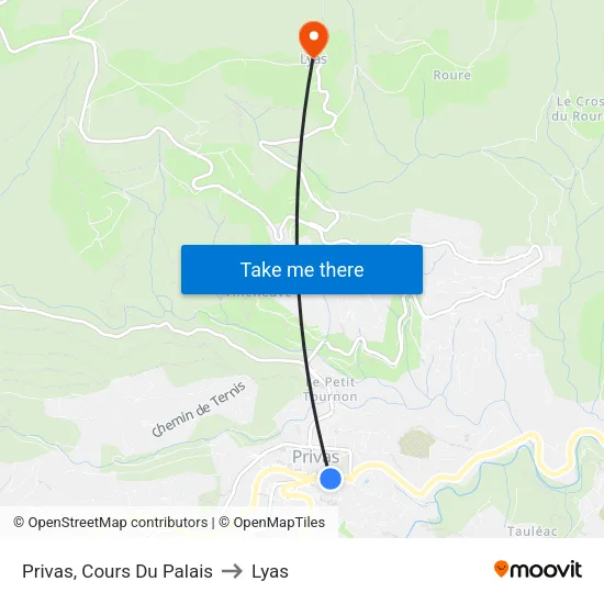 Privas, Cours Du Palais to Lyas map