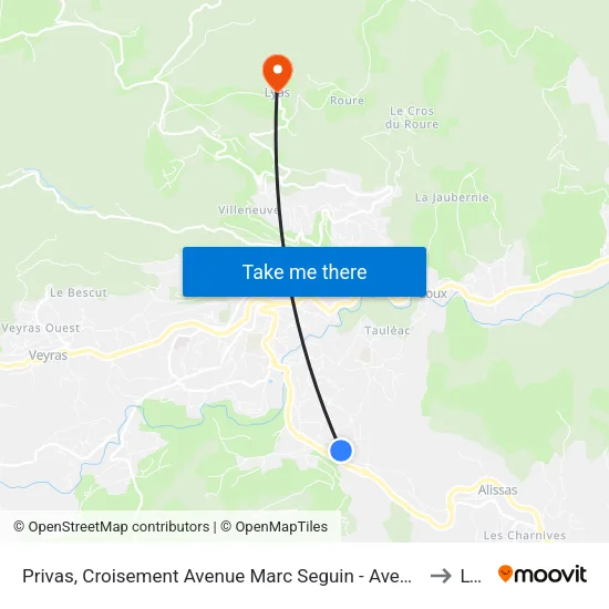 Privas, Croisement Avenue Marc Seguin - Avenue Jean Breton to Lyas map