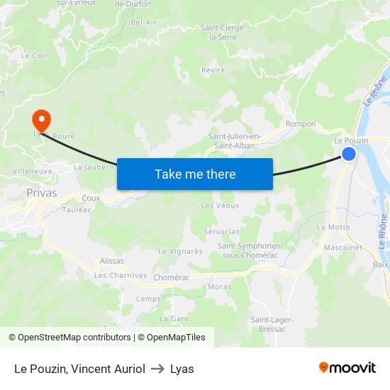 Le Pouzin, Vincent Auriol to Lyas map