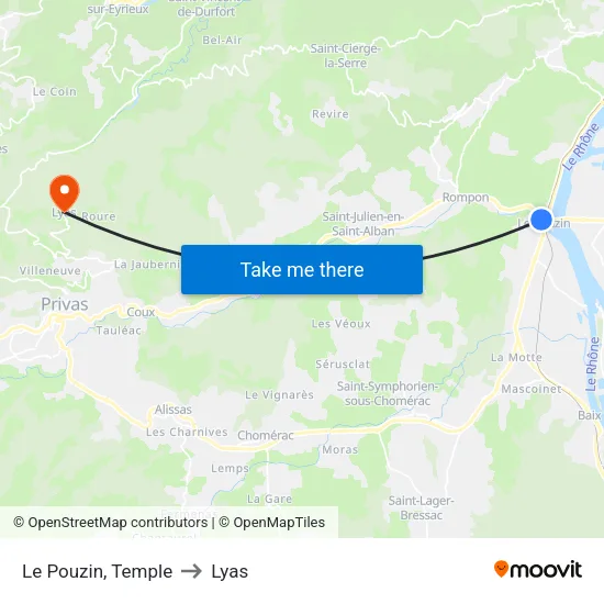Le Pouzin, Temple to Lyas map