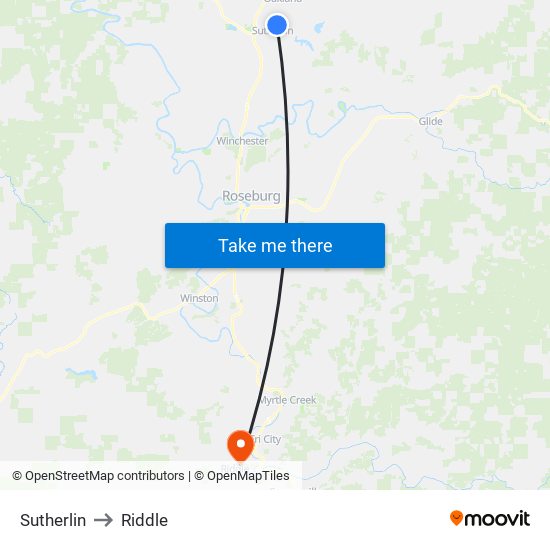 Sutherlin to Riddle map