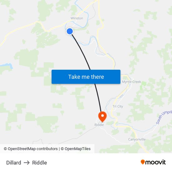 Dillard to Riddle map