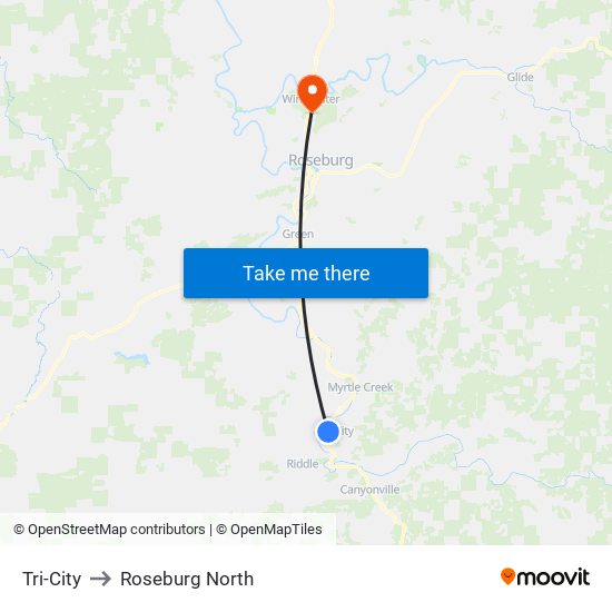 Tri-City to Roseburg North map