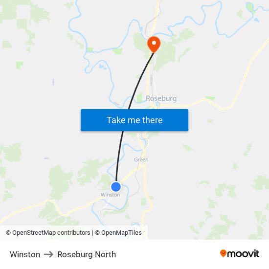 Winston to Roseburg North map