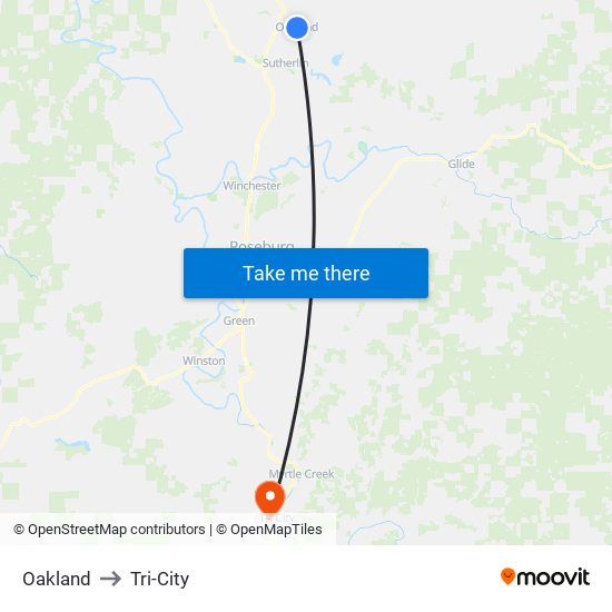 Oakland to Tri-City map