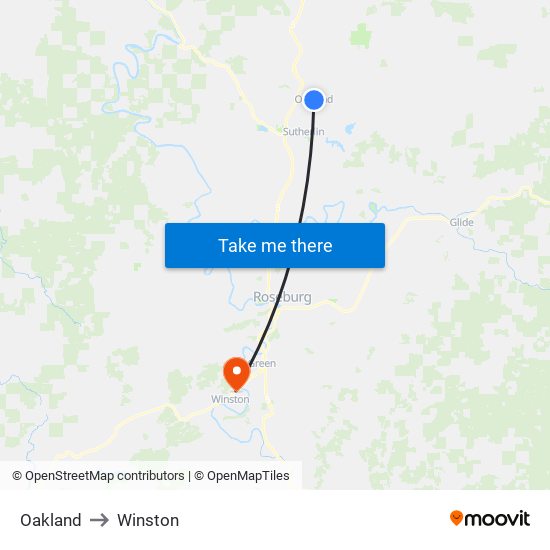 Oakland to Winston map