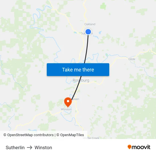 Sutherlin to Winston map