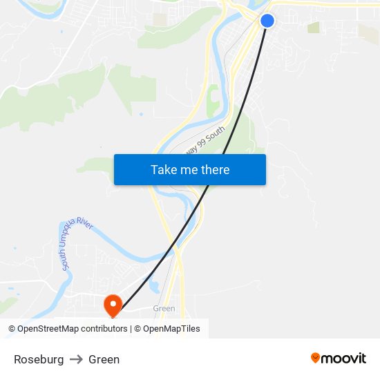 Roseburg to Roseburg map