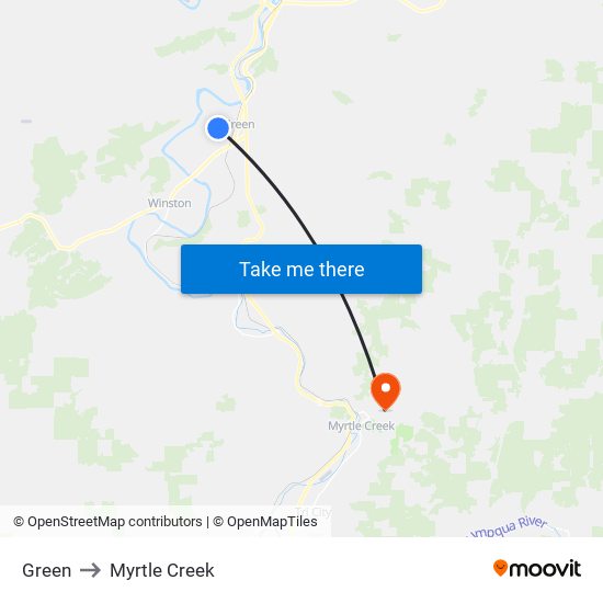 Green to Myrtle Creek map