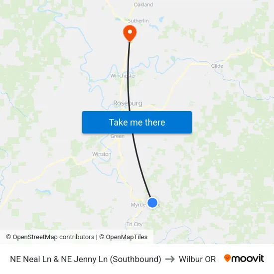 NE Neal Ln & NE Jenny Ln (Southbound) to Wilbur OR map