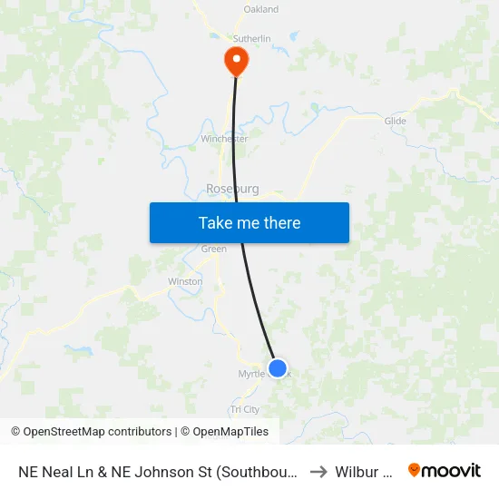 NE Neal Ln & NE Johnson St (Southbound) to Wilbur OR map