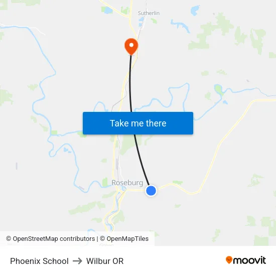 Phoenix School to Wilbur OR map