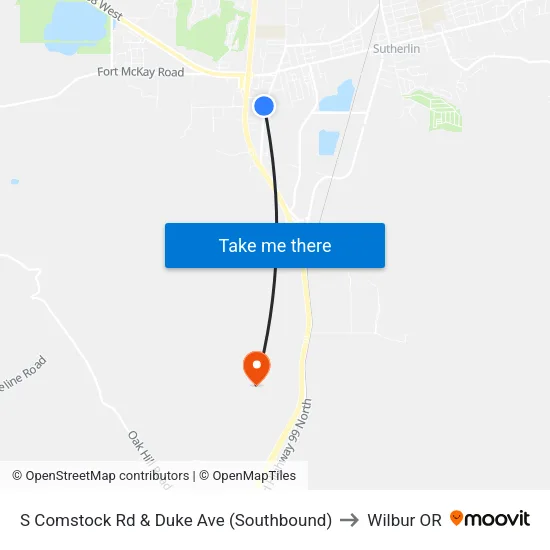 S Comstock Rd & Duke Ave (Southbound) to Wilbur OR map