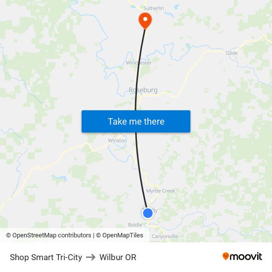 Shop Smart Tri-City to Wilbur OR map