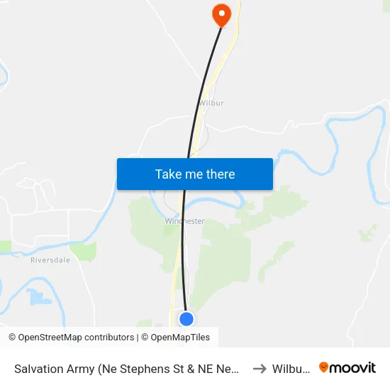 Salvation Army (Ne Stephens St & NE Newton Creek Rd) to Wilbur OR map