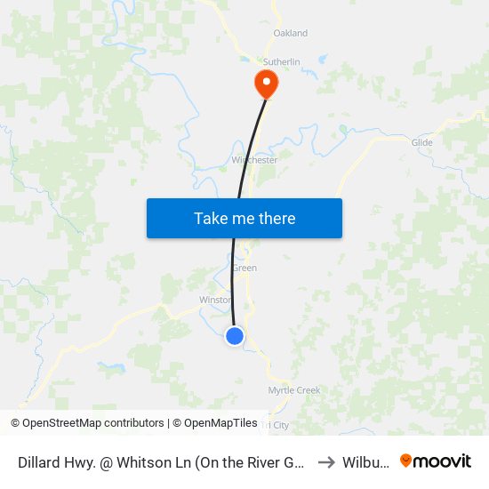Dillard Hwy. @ Whitson Ln (On the River Golf & Rv Resort) to Wilbur OR map