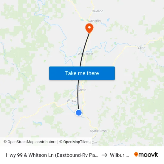 Hwy 99 & Whitson Ln (Eastbound-Rv Park) to Wilbur OR map