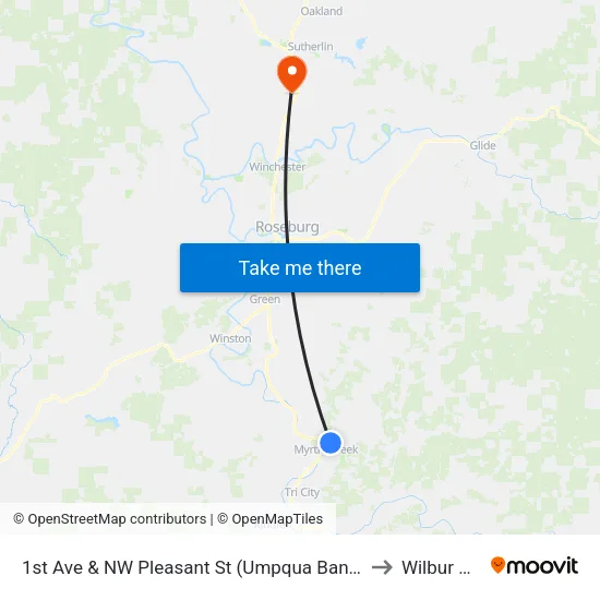1st Ave & NW Pleasant St (Umpqua Bank) to Wilbur OR map
