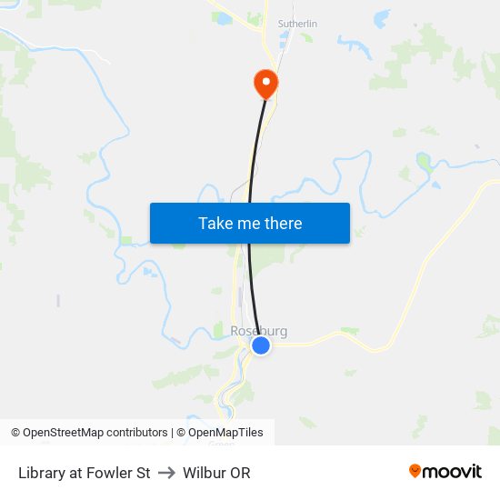 Library at Fowler St to Wilbur OR map