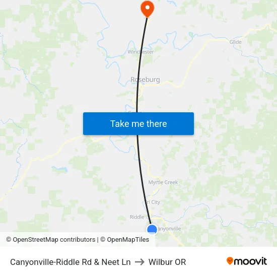 Canyonville-Riddle Rd & Neet Ln to Wilbur OR map