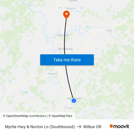 Myrtle Hwy & Norton Ln (Southbound) to Wilbur OR map